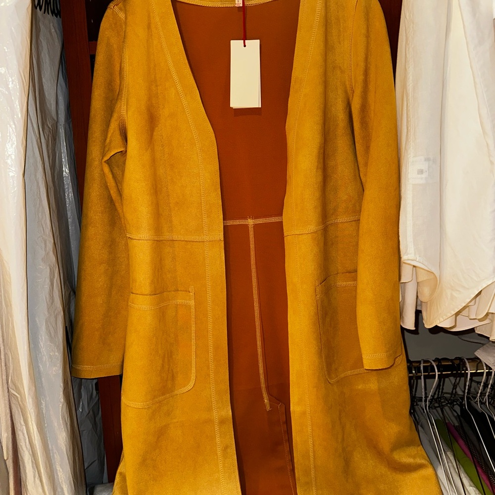Brand new Mustard Yellow Longline Suede Coat